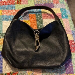 Dooney & Bourke Black Leather Hobo with Silver Hardware